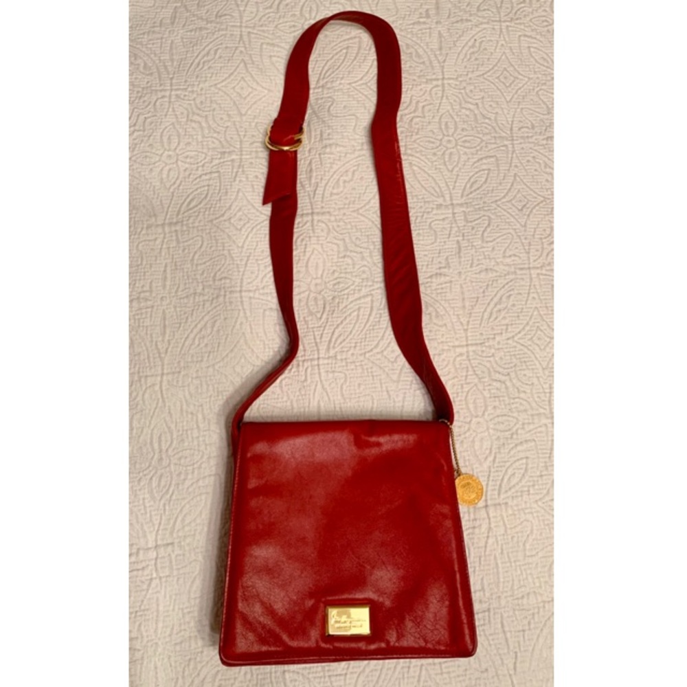 Fred Hayman Red Leather Crossbody Bag